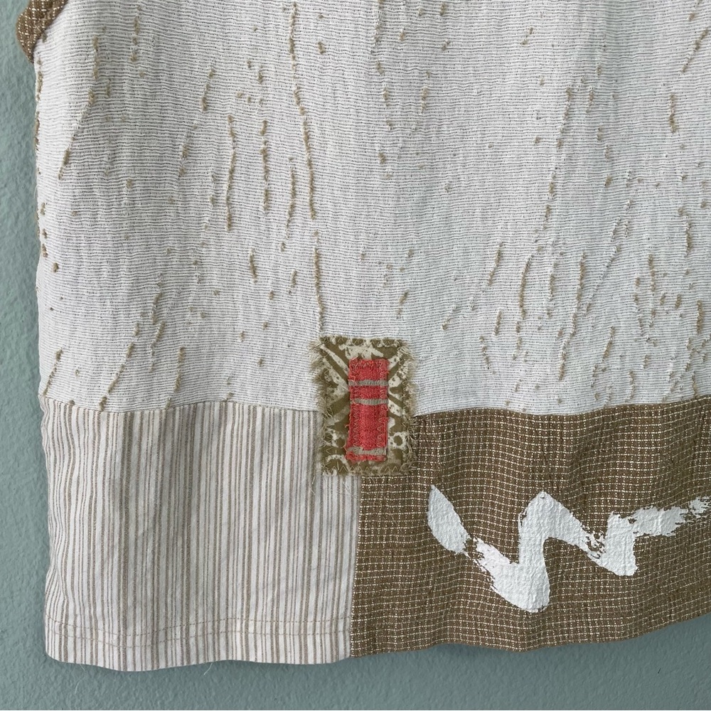 K.d. Spring | 90s Textured Linen Blend Patchwork Style Vest Top - Picture 7 of 8